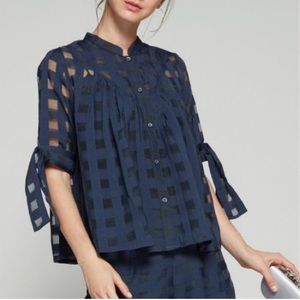 Anthropologie Current Air Windowpane Top